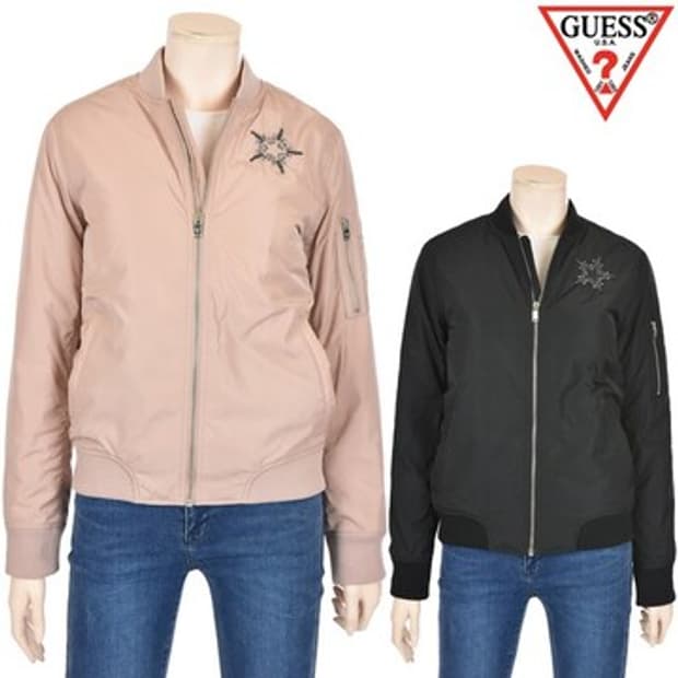 게스 여성 비딩스타 패딩 봄버 / 블루종 / (55)