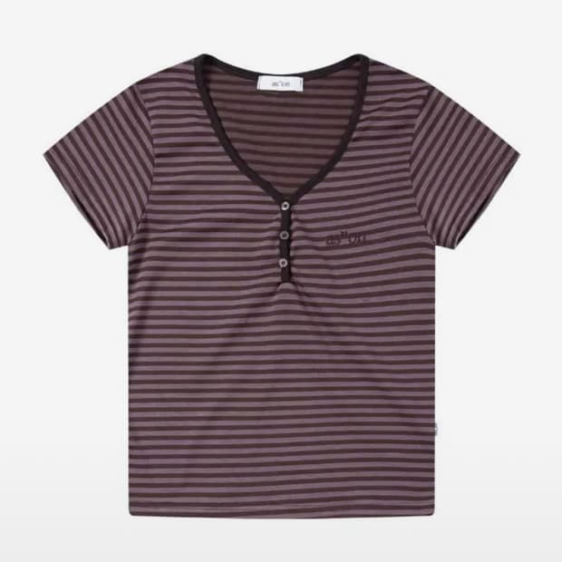애즈온  CANDY STRIPE T / PURPLE