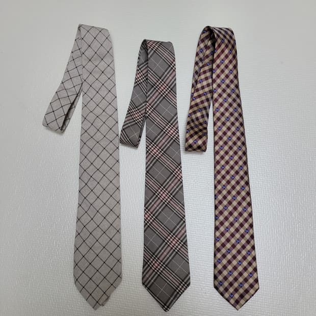 넥타이 3종 (체크패턴 아이보리, 그레이, 브라운)