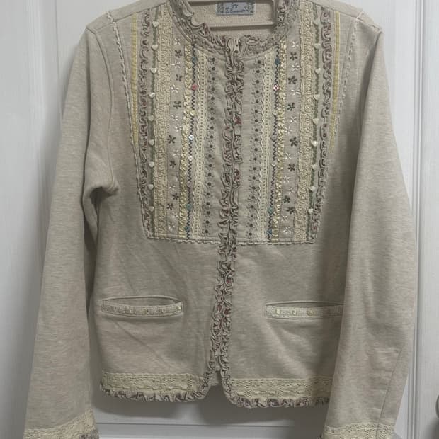 모리걸 플라워 레이스 비즈 포인트 집업