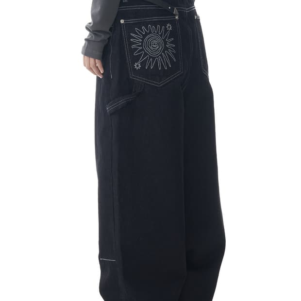 아캄 니들워크 카펜더 데님 팬츠 블랙 1