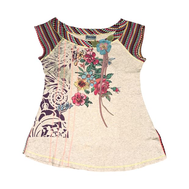 Boho Floral Patchwork Knit Top