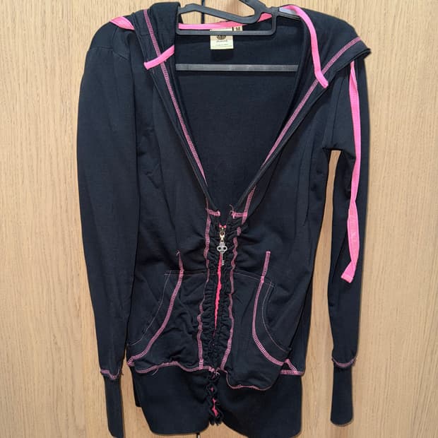 빈티지 스포티 펑크 블랙핑크 후드집업