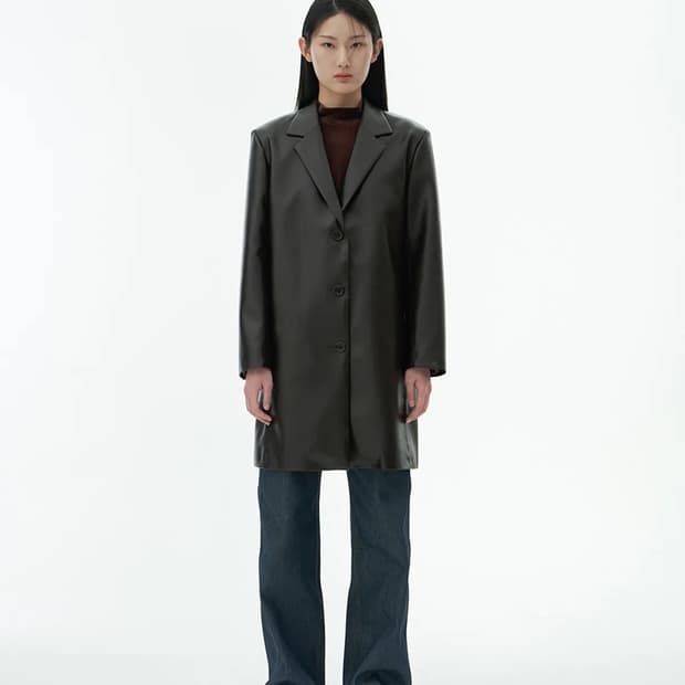 AMOMENTO 아모멘토 레더 롱 자켓 재킷 LEATHER LONG JA