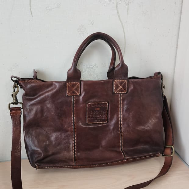 캄포마찌 가죽 토트백 숄더백 브라운