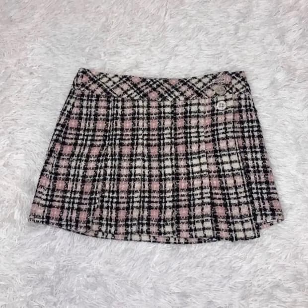 빈티지 체크 플리츠 쿨핑크 랩플리츠스커트 엔젤코어히메갸루리즈리사메조피아노