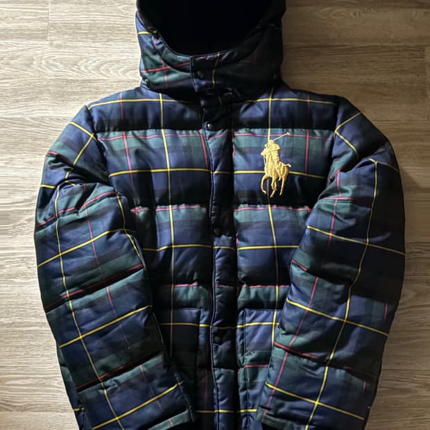 폴로 랄프로렌 빅포니 체크 패딩 