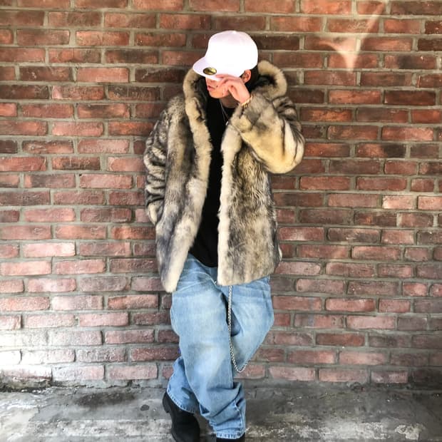 글리시네 키노시타 램스킨 후드 퍼 자켓