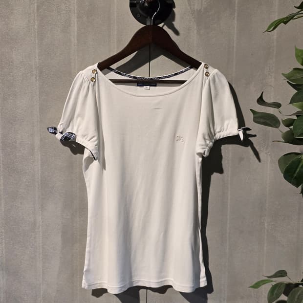 BURBERRY  블루라벨 체크 리본 포인트 탑