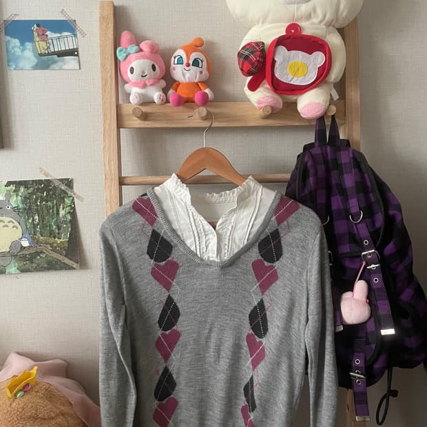 모리걸 빈티지 하트 레이스 레이어드 니트 🩶💗