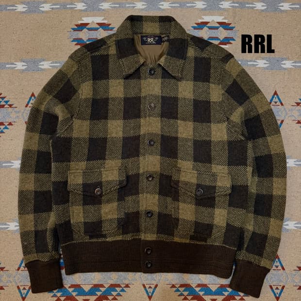 [L] RRL 더블알엘 버팔로 체크 울 자켓 브라운 