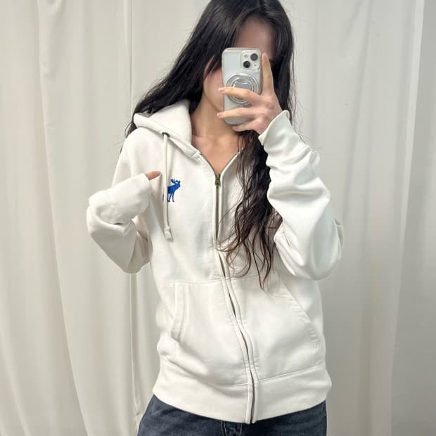 Abercrombie White Hoodie Zip-up