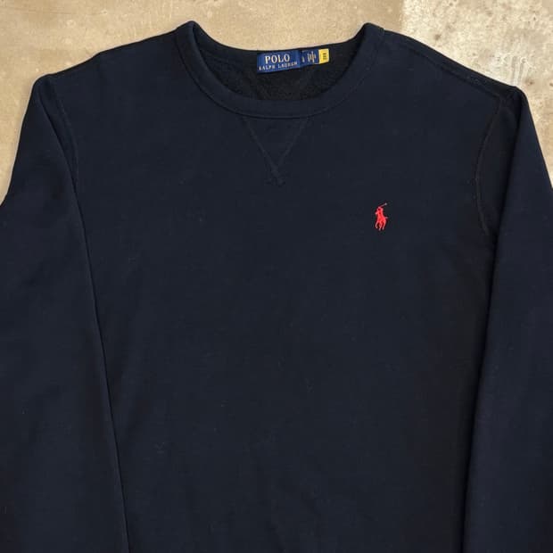 L 폴로랄프로렌 기모 블랙 맨투맨