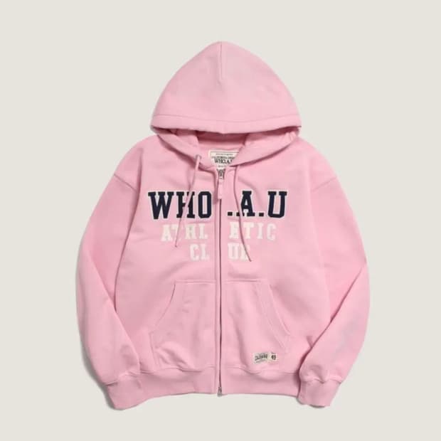 후아유 핑크 딸기우유 후드집업