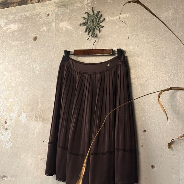 25-26inch ) Courreges Pleated Lace Skirt