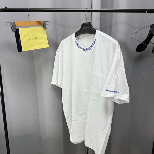 크롬하츠 넥로고 레터링 반팔 블루화이트 XL