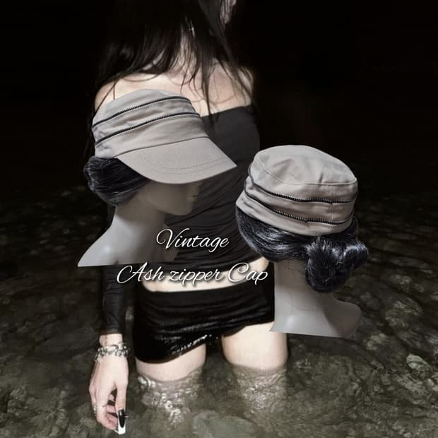Vintage Ash zipper Cap