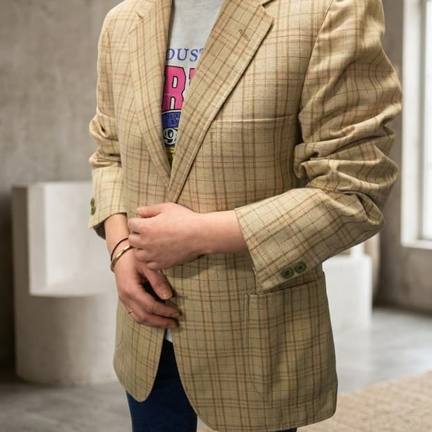 닥스런던 여성 90's 영국제 린넨혼방 오버핏 자켓 (66~77)