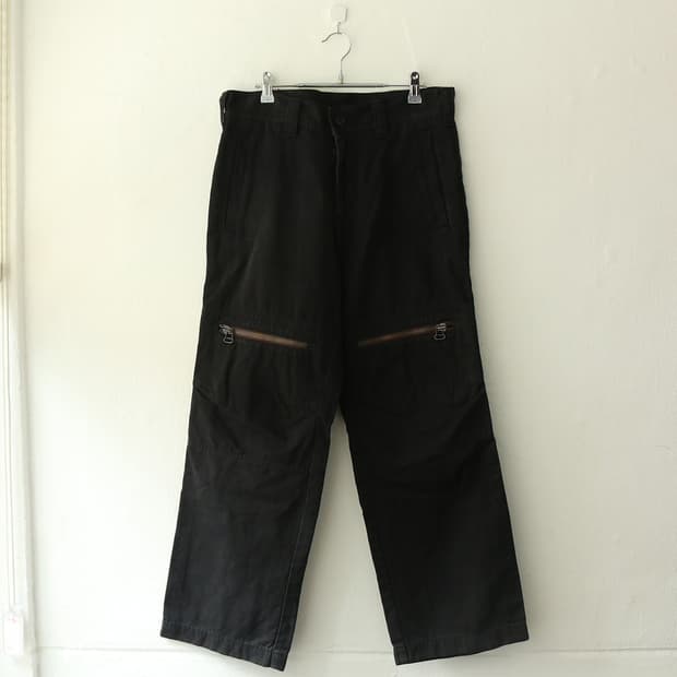 Y's 블랙 코튼 트라우저 