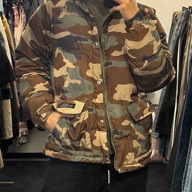 디스이즈네버댓 디네댓 카모 플라쥬 밀리터리 워크 솜 패딩 M 95 스트릿