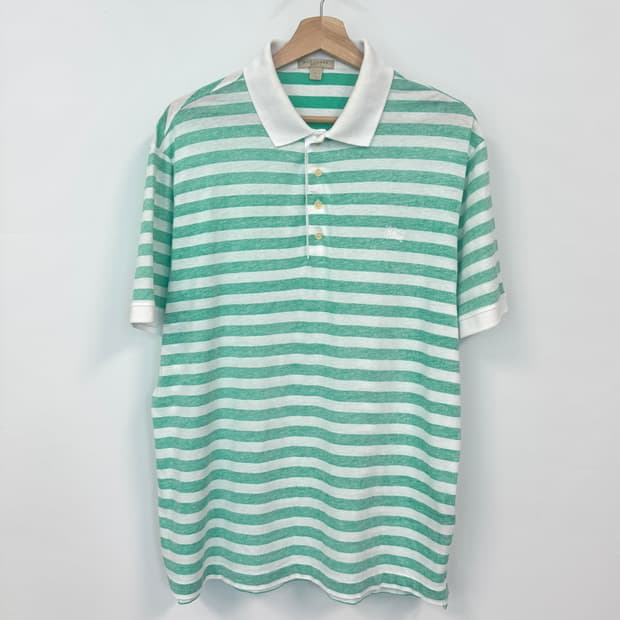 BURBERRY BRIT 버버리 브릿 그린 스트라이프 피케 셔츠 XL