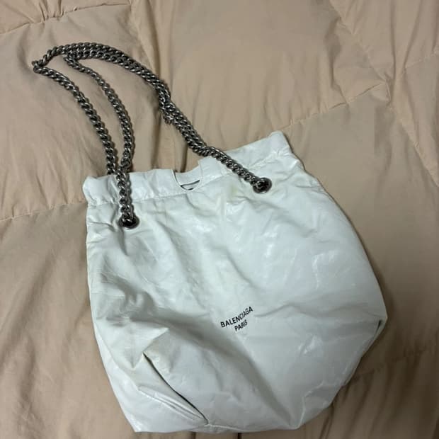 발렌시아가 크러쉬 스몰 토트백 화이트