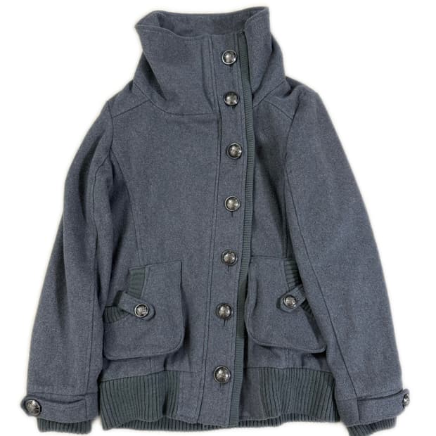 빈티지 하이넥 차콜 버튼 자켓