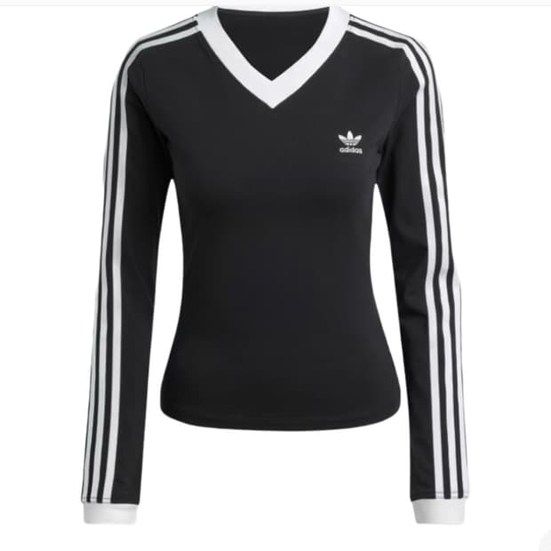 (W) 아디다스 브이넥 롱슬리브 티셔츠 블랙 L