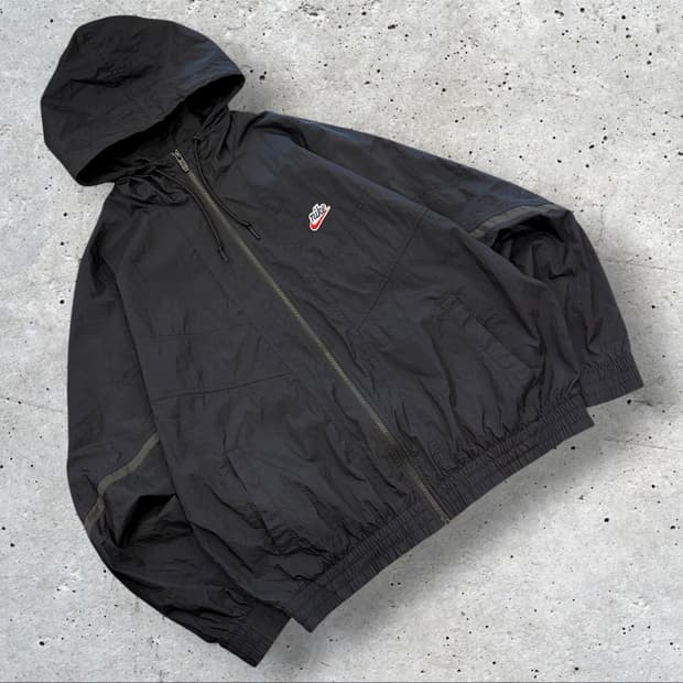 [2XL] 나이키 우븐 스카치 블랙 바람막이 후드 집업 B346