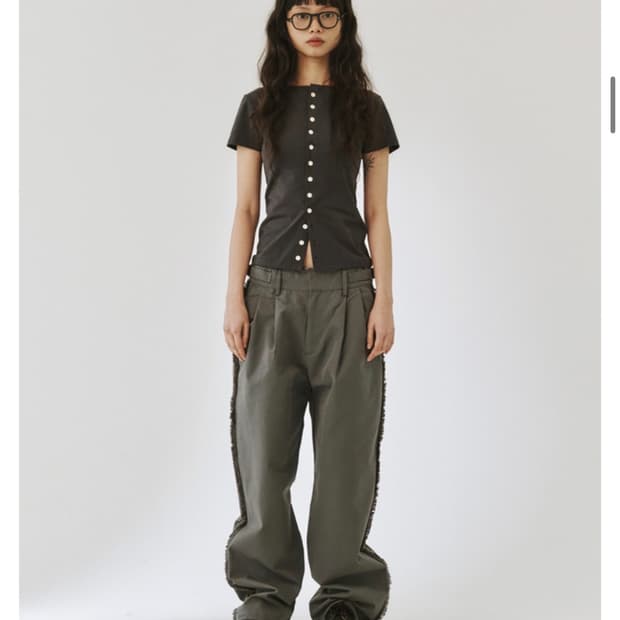 플리즈프로젝트 DESTROYED TROUSERS, CHARCOAL 
