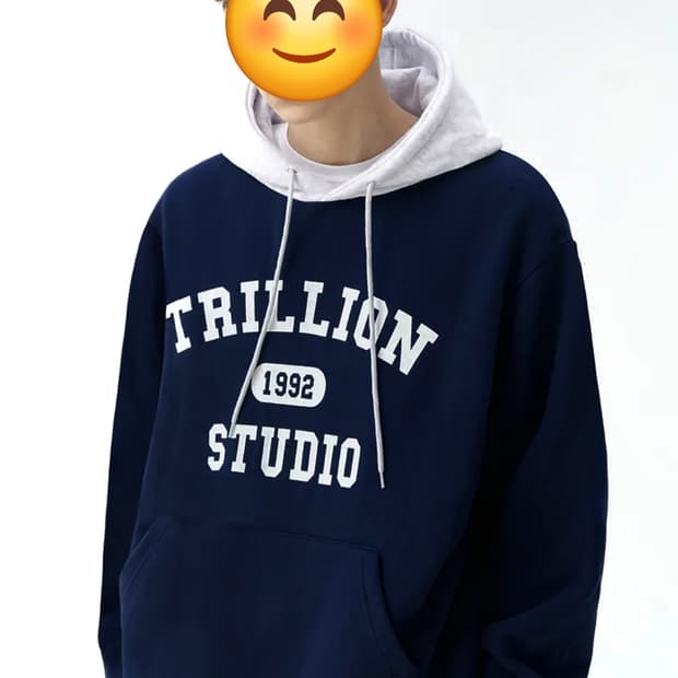 트릴리온 컬러배색 1992 그래픽 기모 후디 후드티 95~100