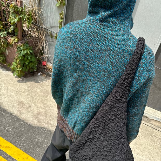 마르니 유니클로 믹스 컬러 얀 니트 후드 집업 (green)