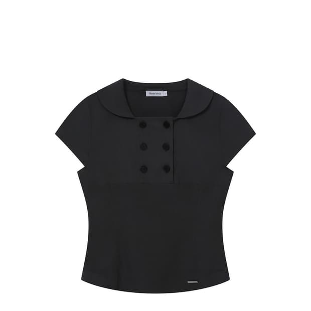 미세키서울 Double button shirts top BLACK
