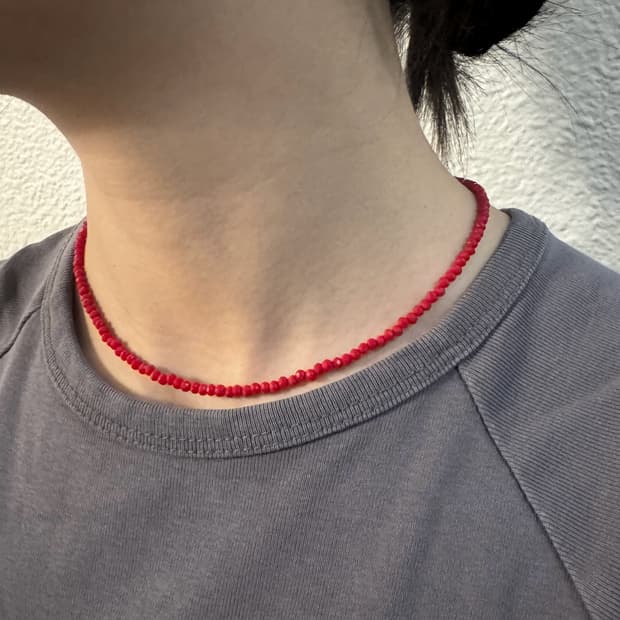 레드 산호 비즈 목걸이