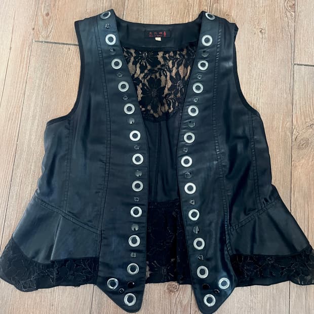 고스펑크 아일렛 레이스 조끼 베스트 하라주쿠 고스룩 y2k 빈티지