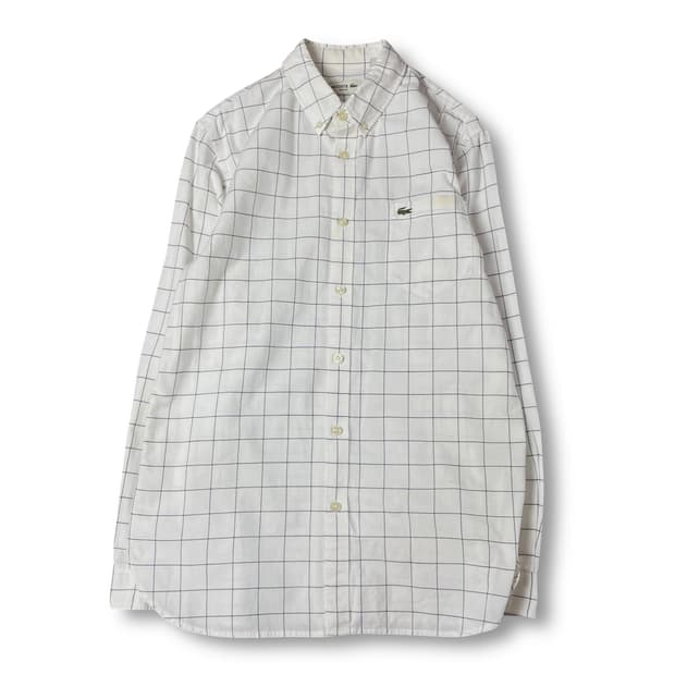 라코스테 화이트 깅엄체크 슬림핏 원포켓 긴팔 셔츠