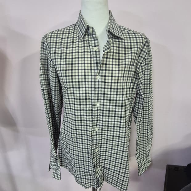 time 체크무늬 긴팔 남방 셔츠