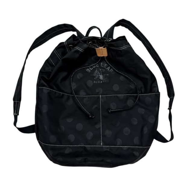 블루리프 도트 땡땡이 드로우 스트링 백팩 가방 블랙