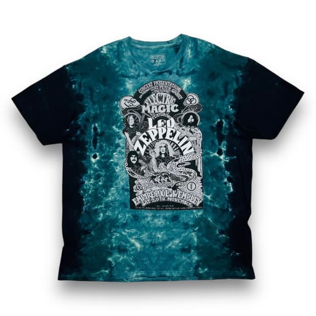 레드 제플린 매직 페이지 타이다이 빈티지 밴드 티셔츠