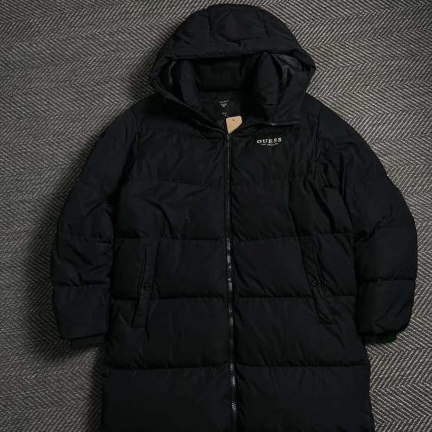 게스 덕다운 후드 롱패딩 블랙o 4729