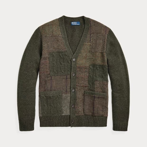 폴로 랄프로렌 트위드 패치워크 가디건 L