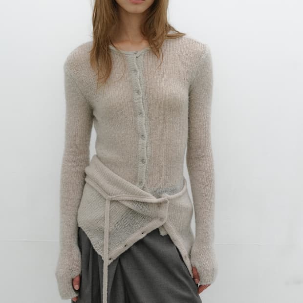 로우타이드 알파카 핸드 워머 니트 가디건