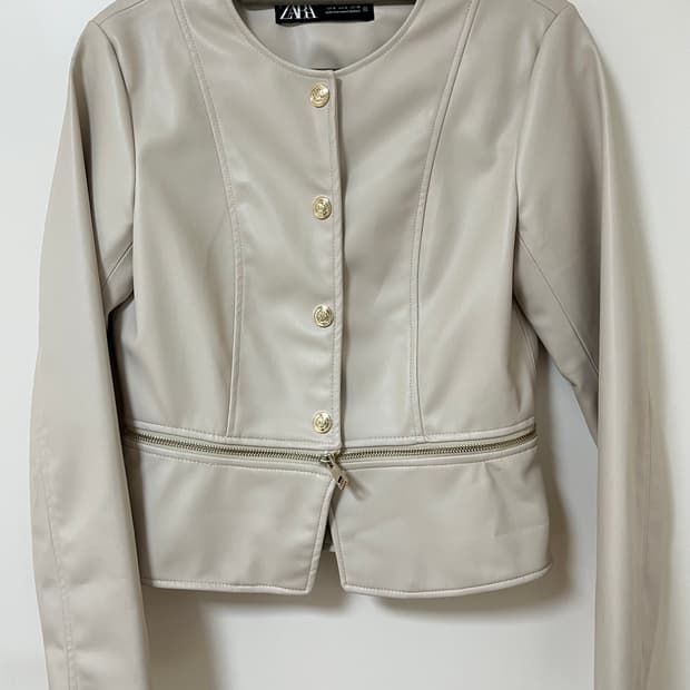 자라 투웨이 레더 자켓 zara 베이지 빈티지