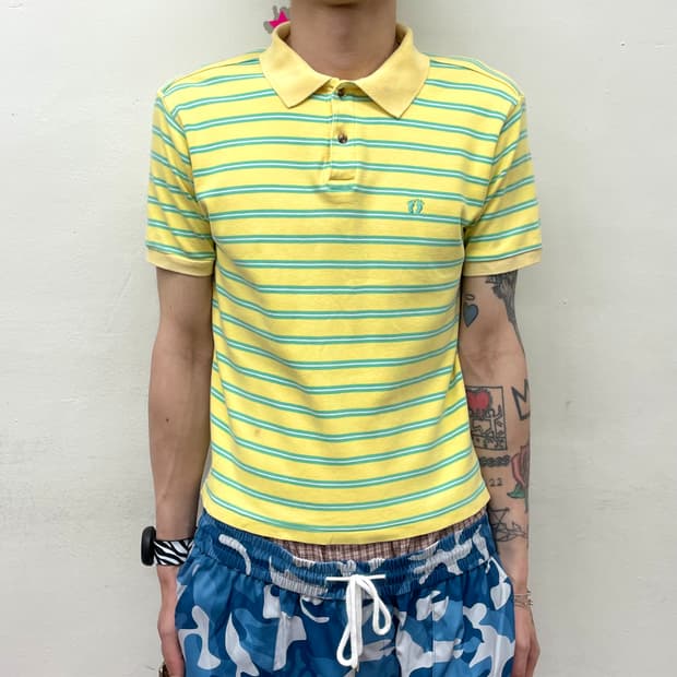 Blue Stripe Footprint Yellow T-shirt
