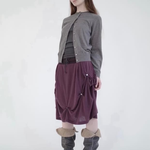 산코파 퓨엘라 drape wool skirt - purple