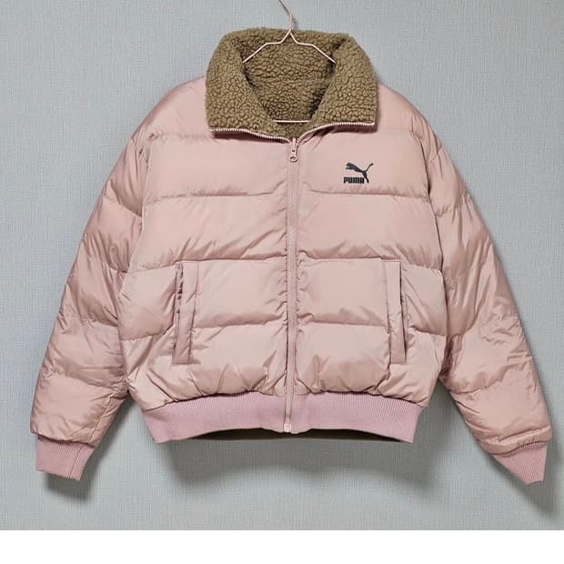 퓨마 핑크 뽀글이 리버시블 패딩