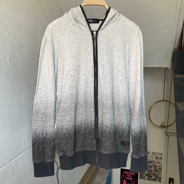 빈티지 워싱 차콜 후드집업