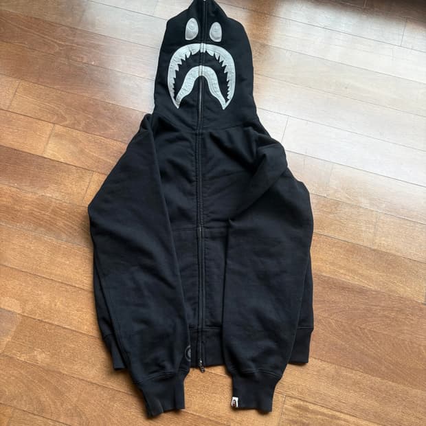 (XL) BAPE 베이프 샤크 풀오버 후드집업 블랙 