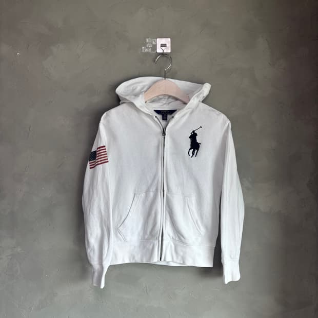 폴로 랄프로렌 빅포니 성조기 후드집업 화이트
