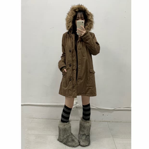 [KOE] 울프죠 y2k 브라운 야상 자켓